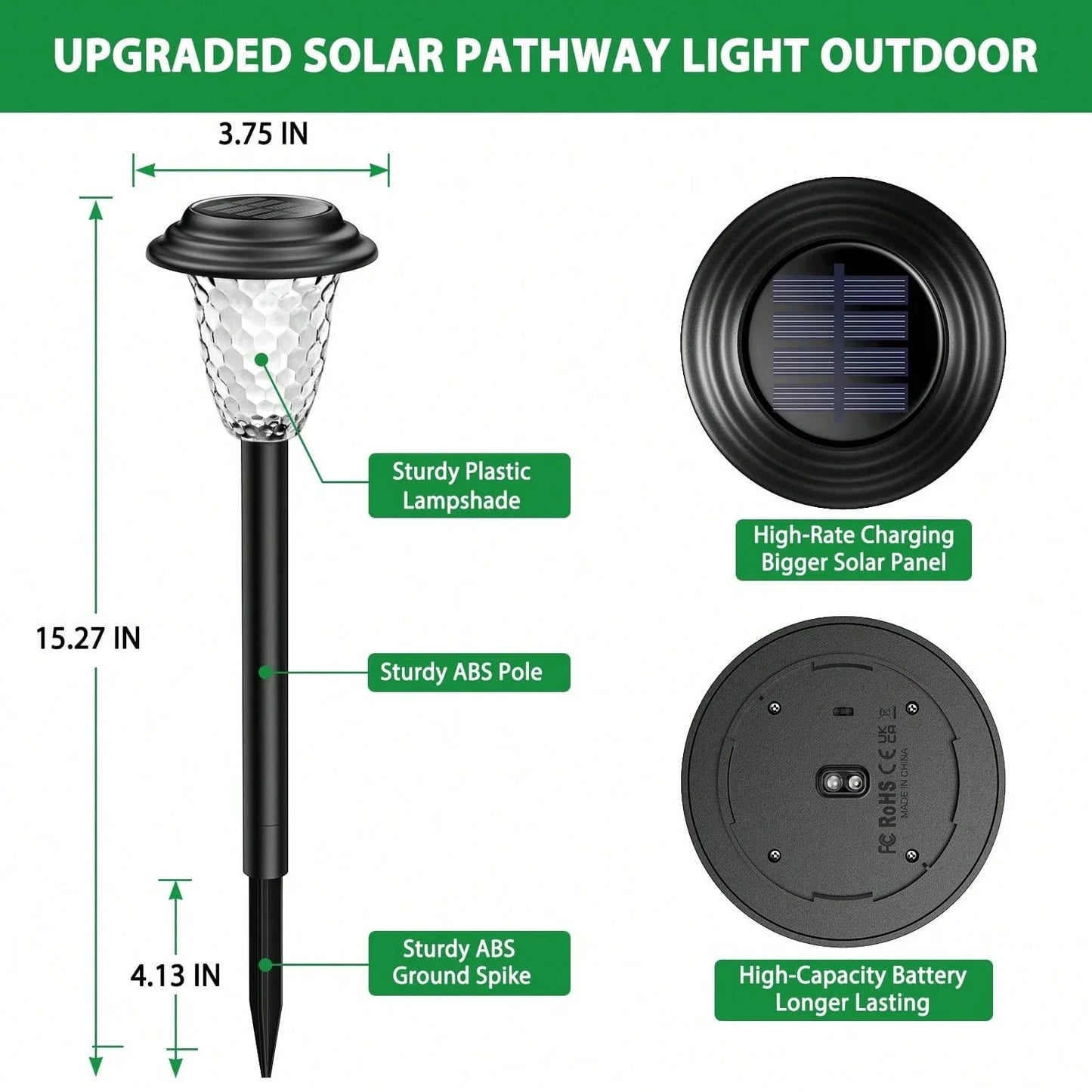 Solar RGB Color Changing Pathway Lights Warm White Outdoor Waterproof