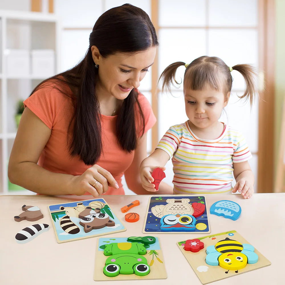 Animal Wooden Puzzles For Toddlers Educational Toys Pack Of 8