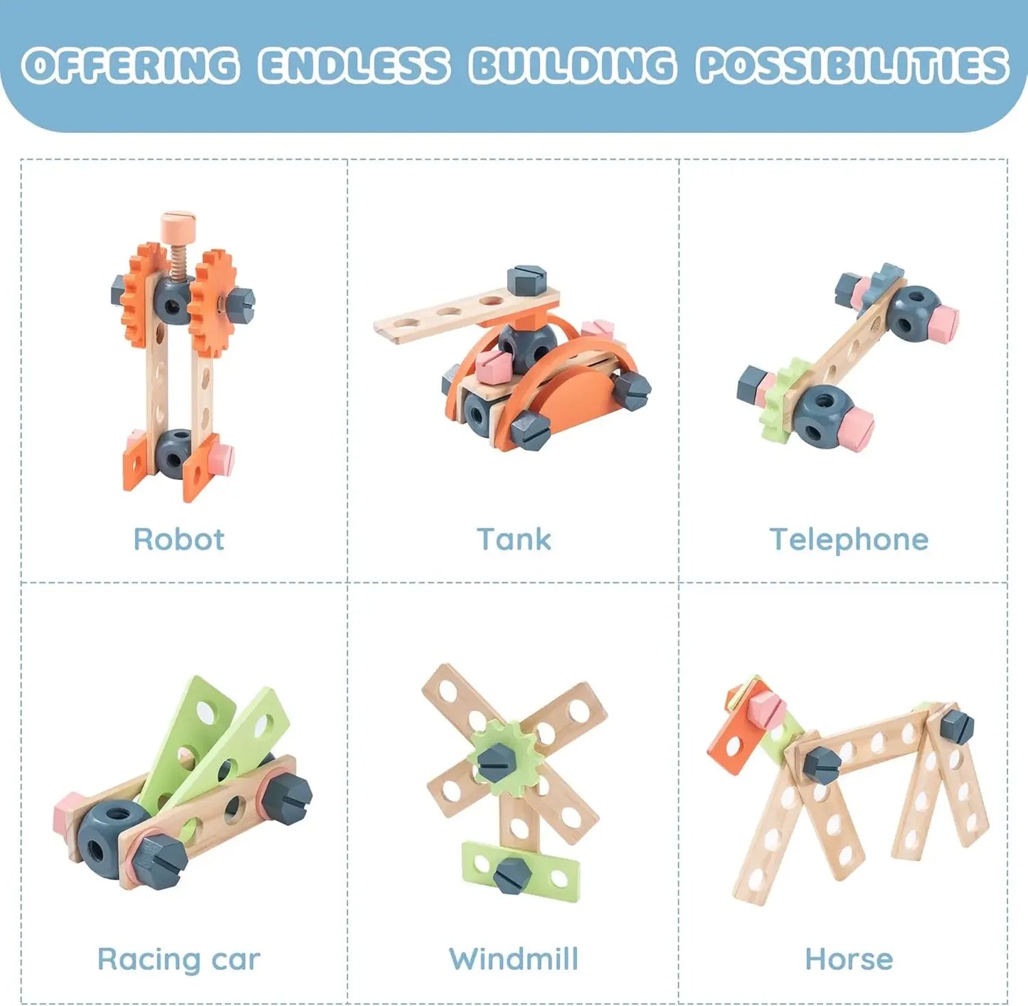 Robotime Robud Kids Tool Bench Set Wooden Workbench Construction Toys