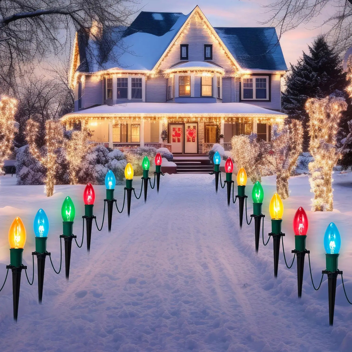 Joyfy C9 Christmas Pathway Lights Outdoor Holiday Yard Decorations