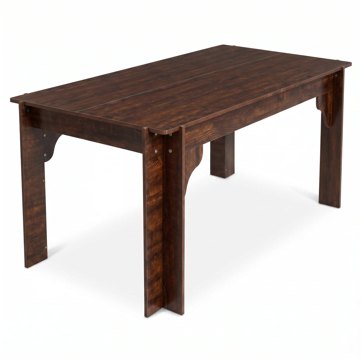 Modern Farmhouse Wooden Dining Table With Storage Drawers Shelves