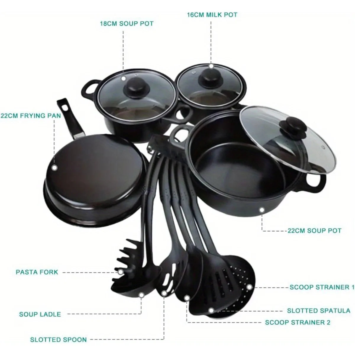 COBASPORT 13 Piece Nonstick Pots And Pans Set Induction Cookware