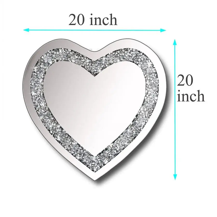 Crystal Crush Diamond Heart Shaped Frameless Wall Mirror