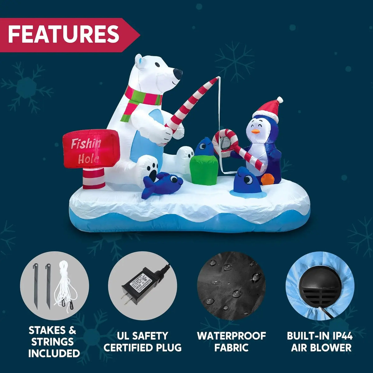 Joyfy Christmas Inflatable Penguin And Polar Bear Yard Decoration
