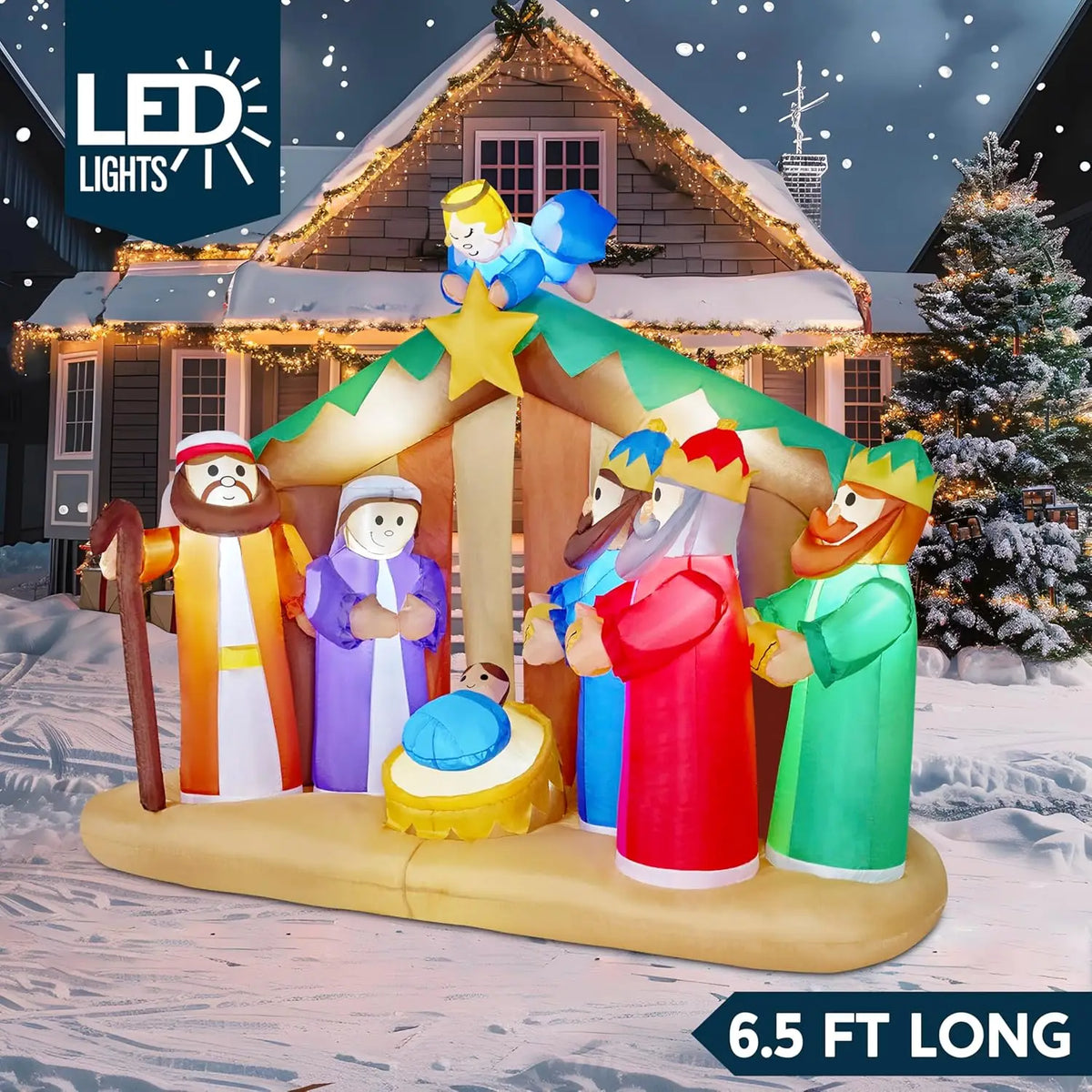 Joyfy Christmas Inflatable Nativity Scene With LED Yard Decor