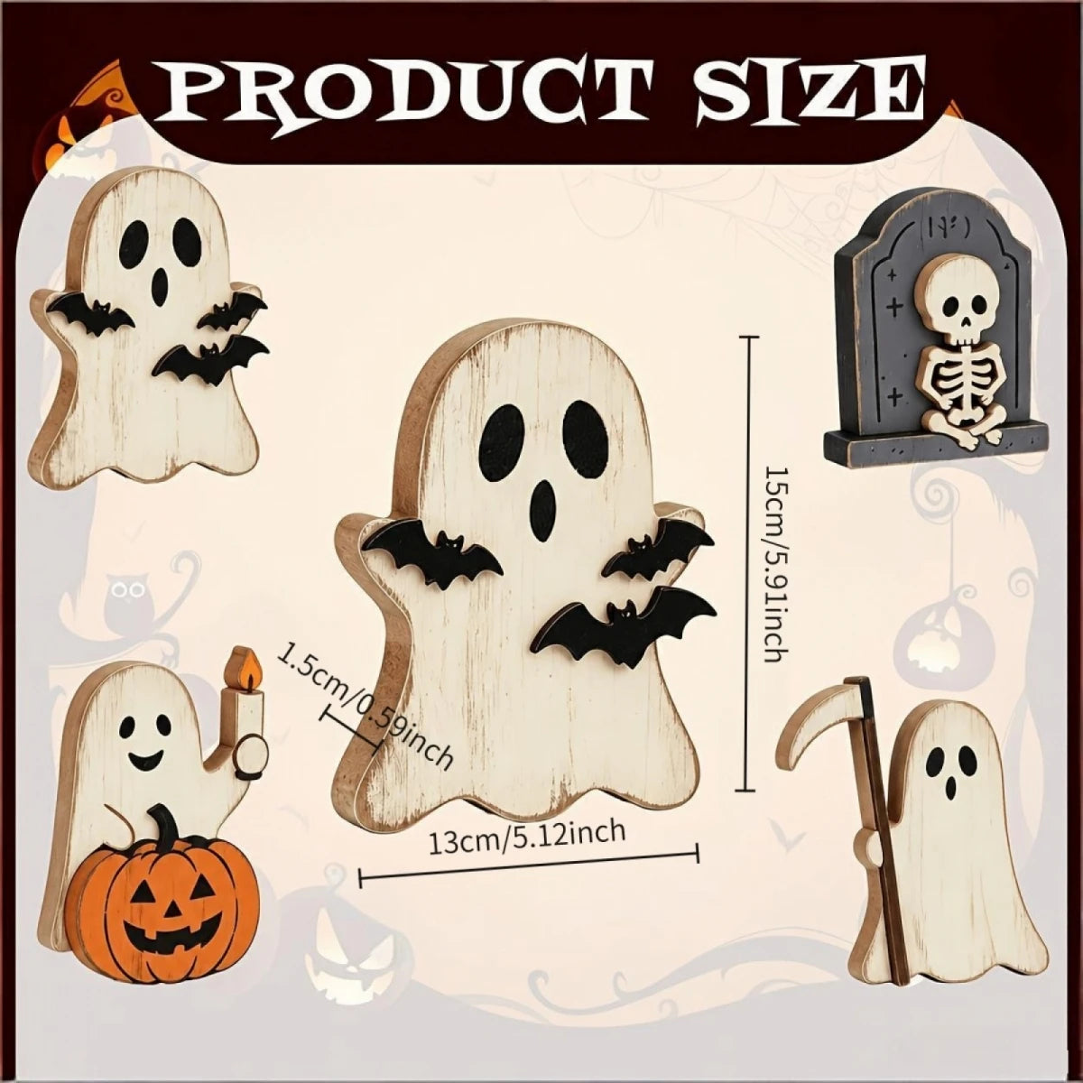 Spooky Halloween Mini Ghost Tiered Tray Home Decor Set