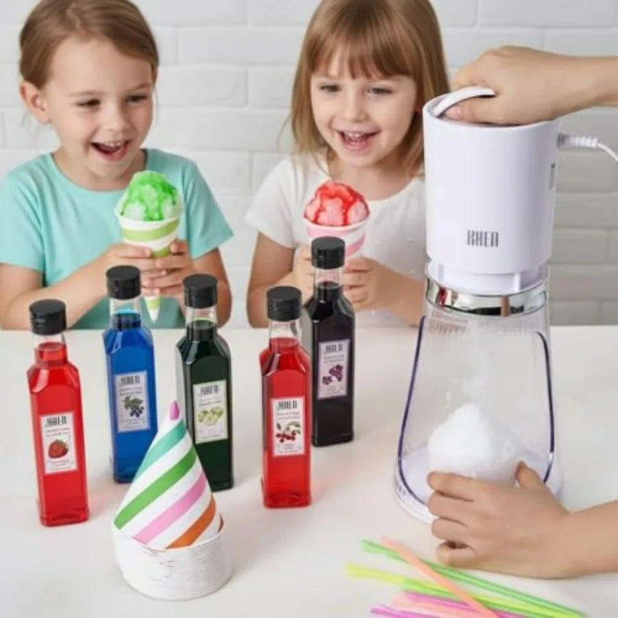 Electric Snow Cone Machine Gift Set With 5 Syrup Flavors And 25 Cups
