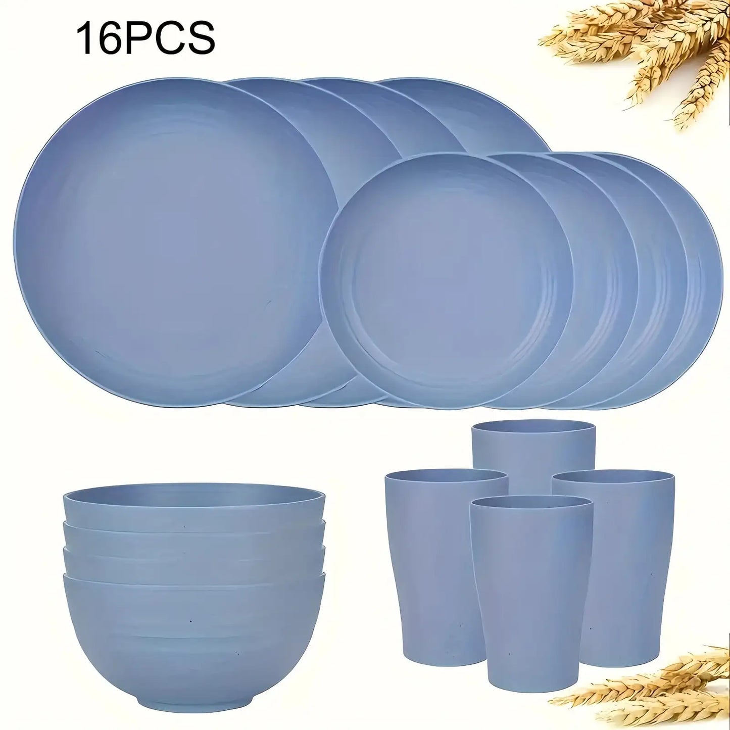Wheat Straw Dinnerware Set ABS Durable Reusable Tableware Kit