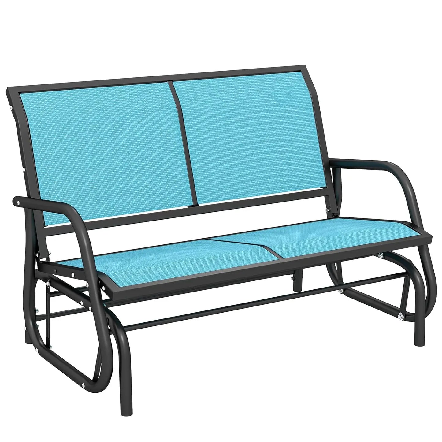 2 Person Outdoor Glider Bench With Powder Coated Steel Frame For Patio
