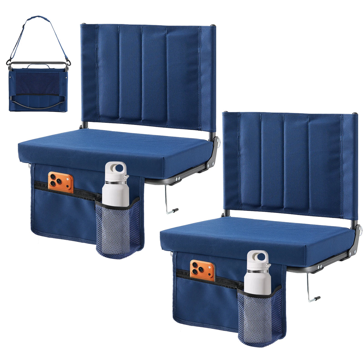 Jhk Outdoor Foldable Seat With Back Support Wide Portable Lightweight And Padded
