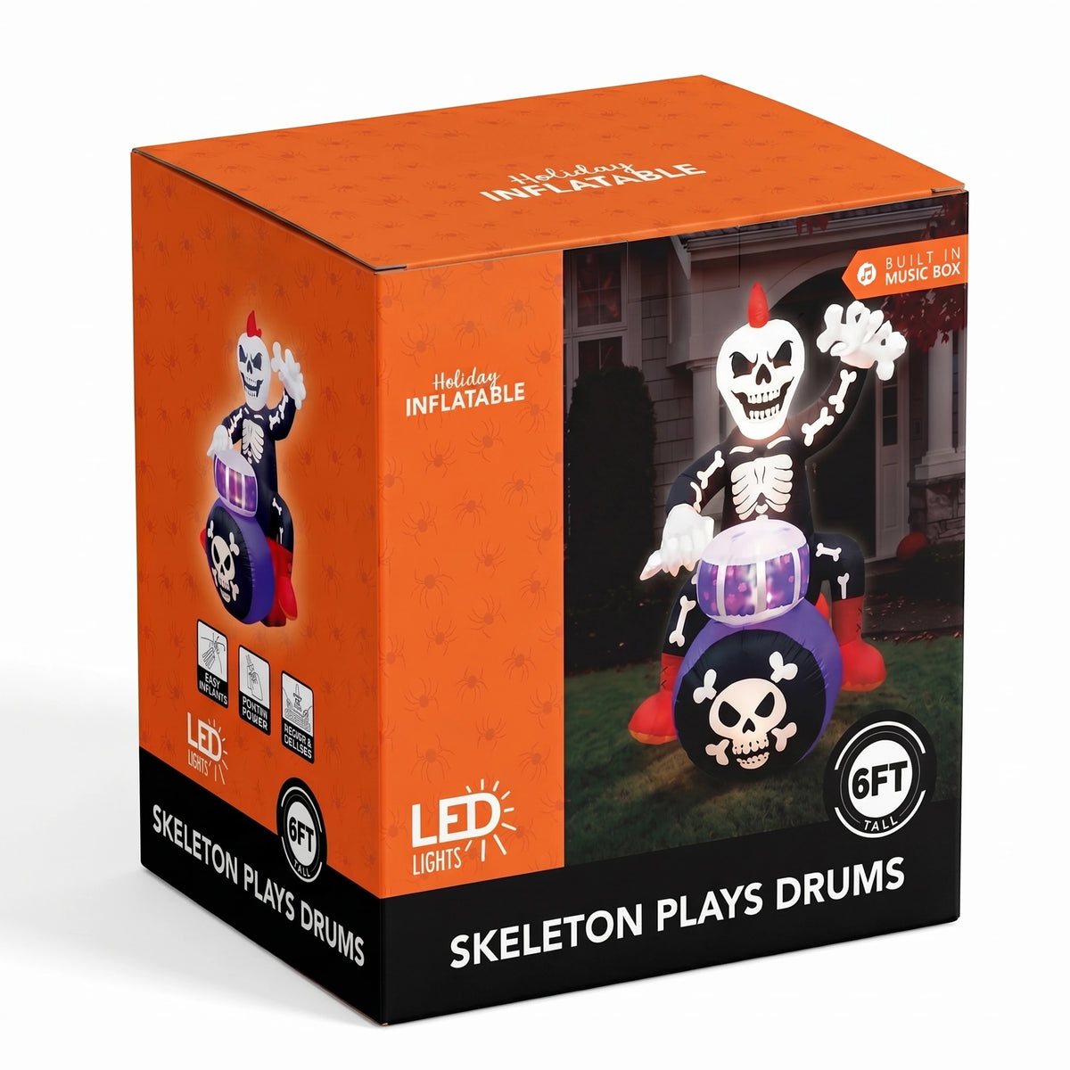 Joyfy Skeleton Drummer Inflatable Halloween Decoration