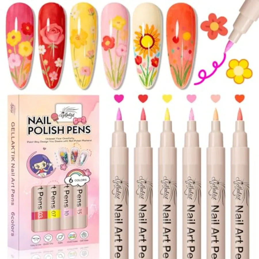 12 Colors Nail Art Pens Set 0.7mm Quick Drying Acrylic Markers For DIY