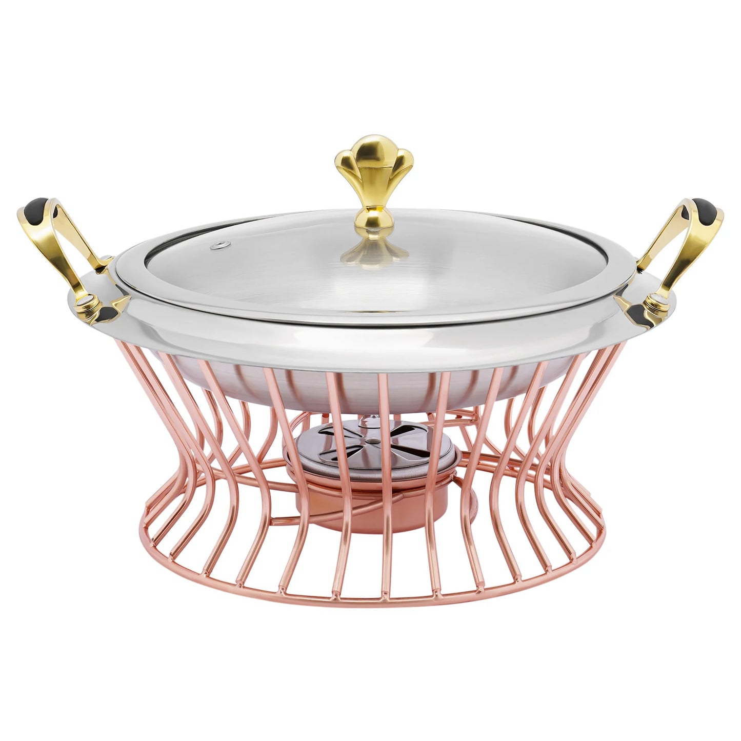 Stainless Steel Round Chafing Dish 24cm 2L Buffet Warmer With Fuel Holder