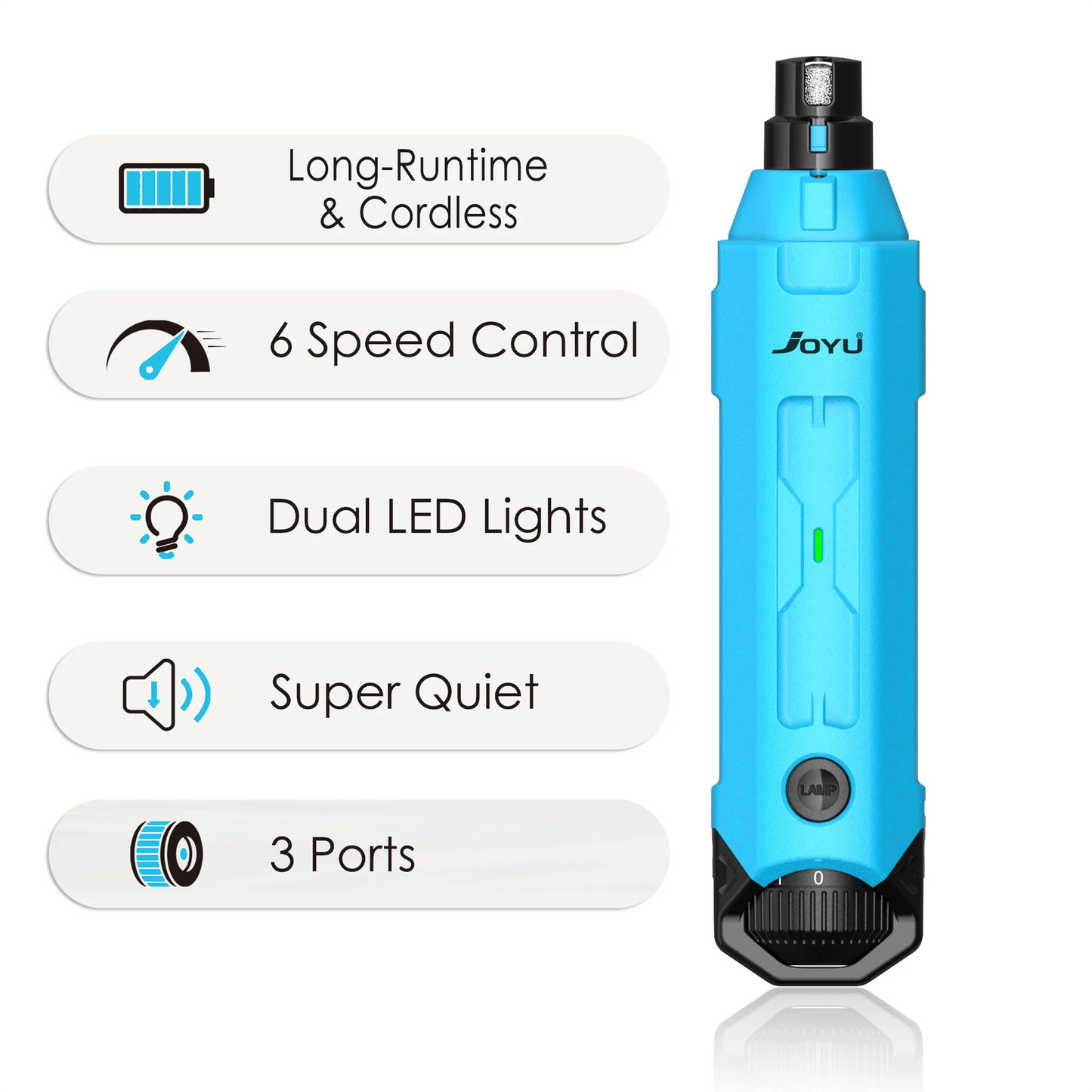 JOYU 6 Speed Dog Nail Grinder Quiet Rechargeable Trimmer