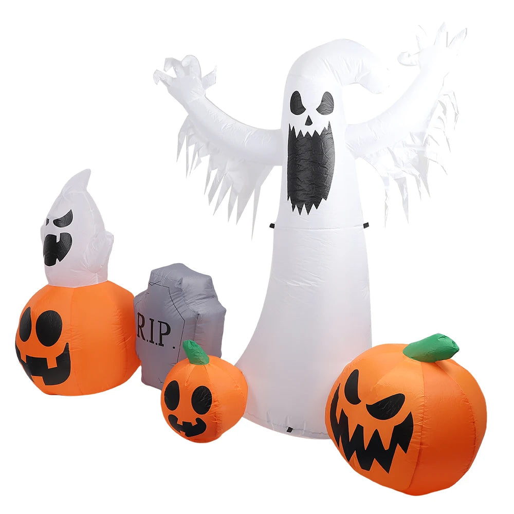Halloween Inflatable Ghost And Pumpkin Combo Yard Decoration
