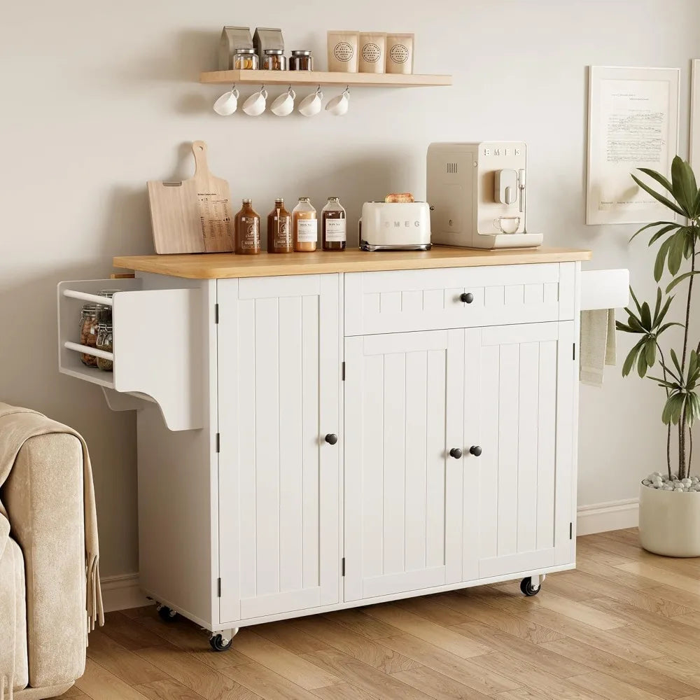 Portable Kitchen Island Cart With Storage Drop Leaf Table Wheels