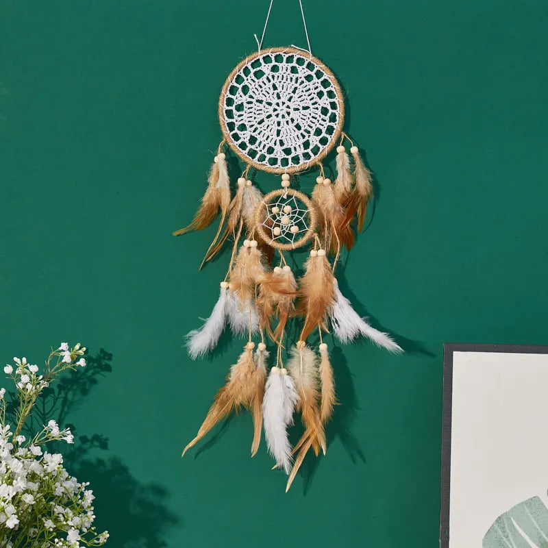 Moon And Sun Dream Catcher Bohemian Wall Decor Handcrafted