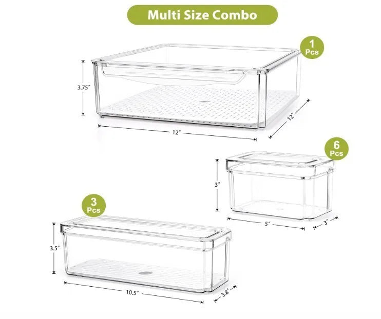 Stackable Refrigerator Organizer Bins 10 Pack Clear Fridge Storage Containers