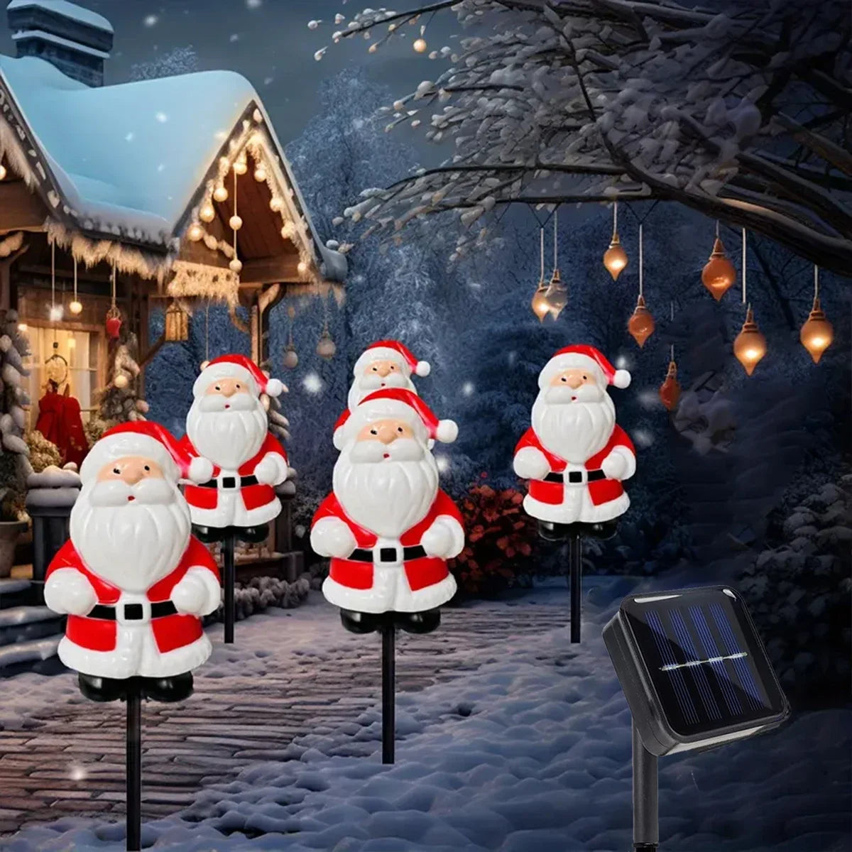 Solar Santa Claus Pathway Garden Stake Lights For Holiday Decor