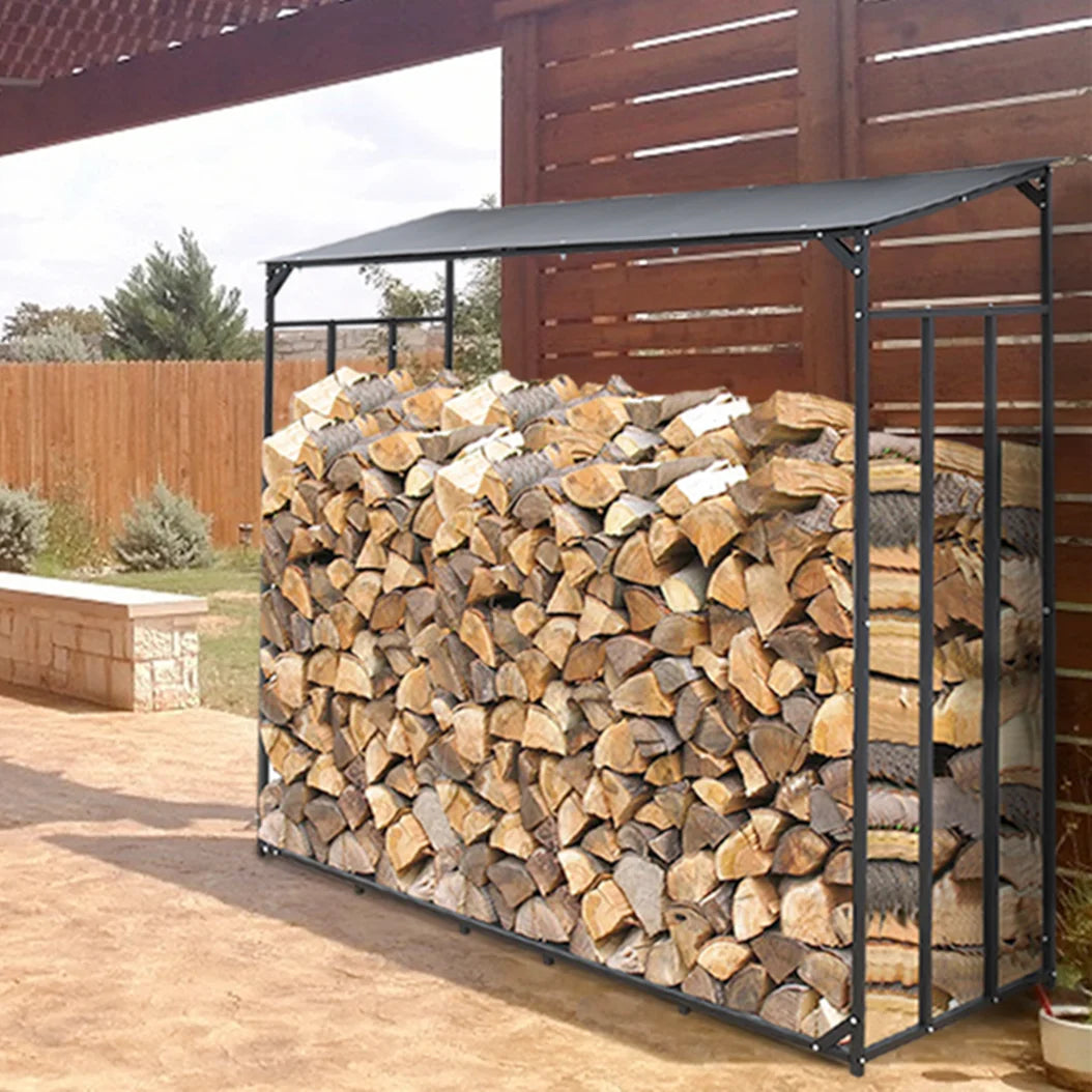 Heavy Duty Outdoor Firewood Storage Rack Log Holder With Cover