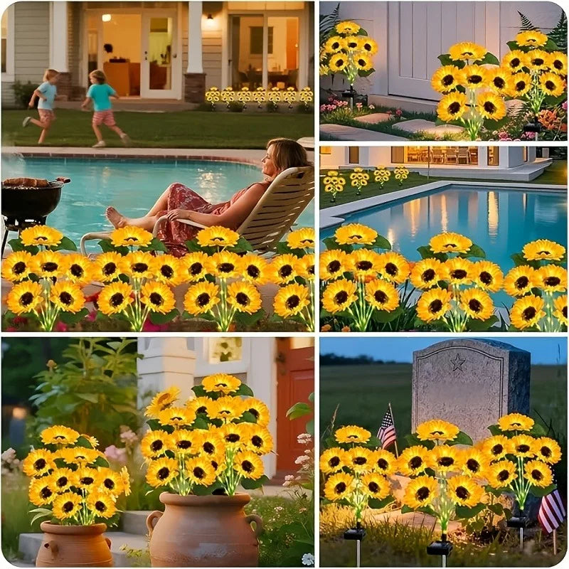 Solar Sunflower Garden Stake Lights for Yard Patio Lawn Decor