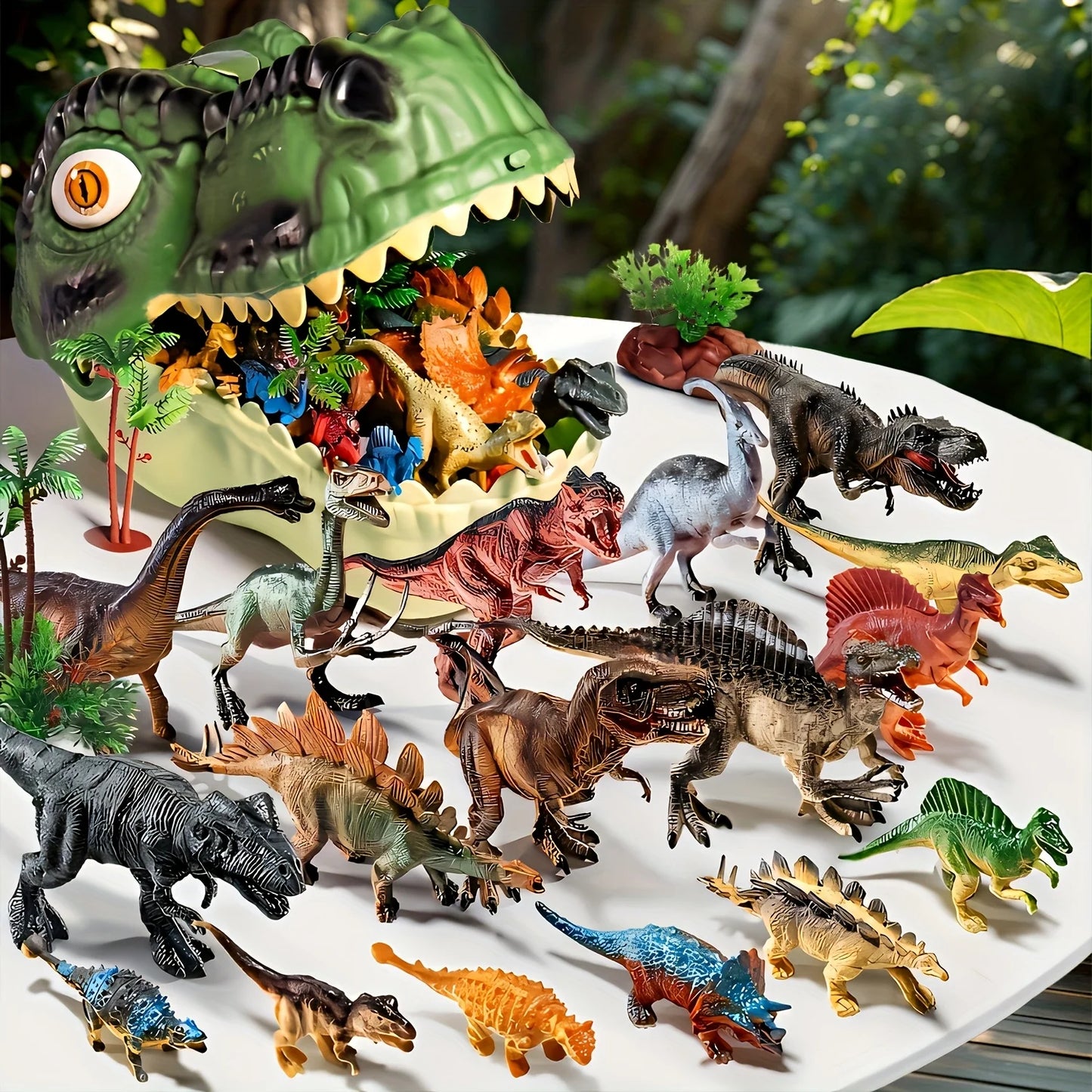 47 Pieces Dinosaur Toys Set Realistic Jurassic Models With Egg Tree Fence