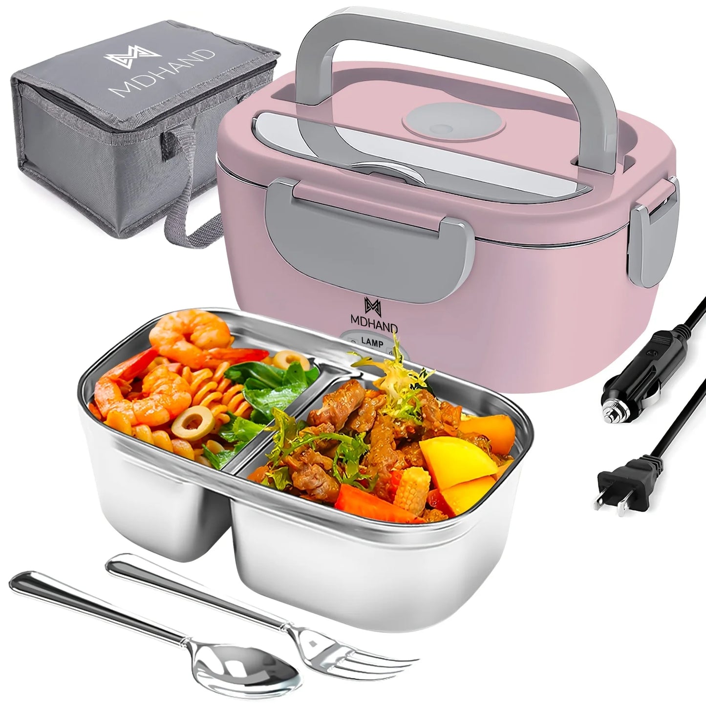 MDHAND 3 In 1 Electric Lunch Box 65W Fast Heating Leakproof