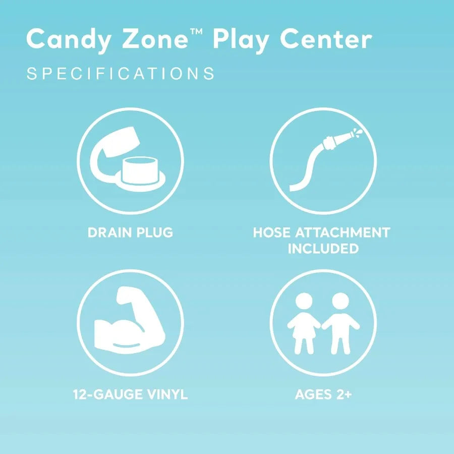 LISM Candy Zone Inflatable Kiddie Pool With Water Sprayer Slide
