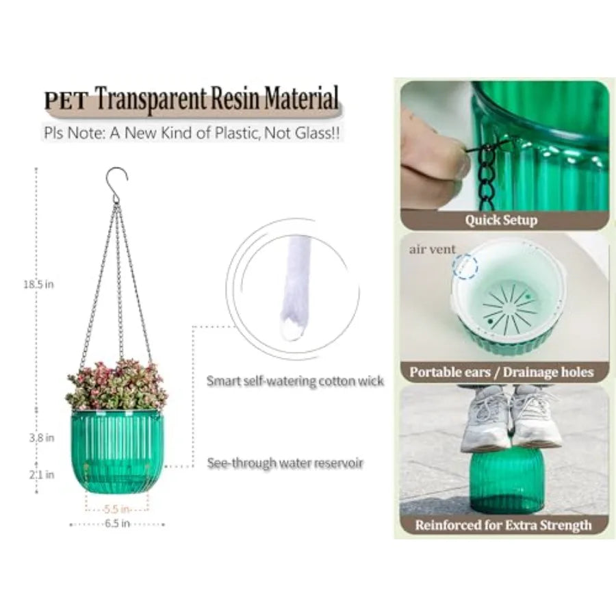 Self Watering Hanging Planters Pack Indoor Outdoor With Hooks