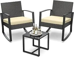 Rocking Bistro Patio Set With Coffee Table For Garden