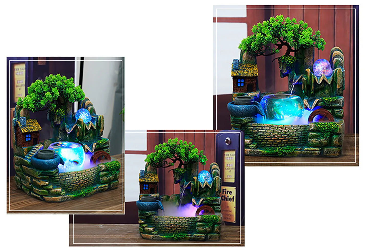 Desktop Fountain Waterfall Indoor Decor Landscape Rockeries Ornaments New
