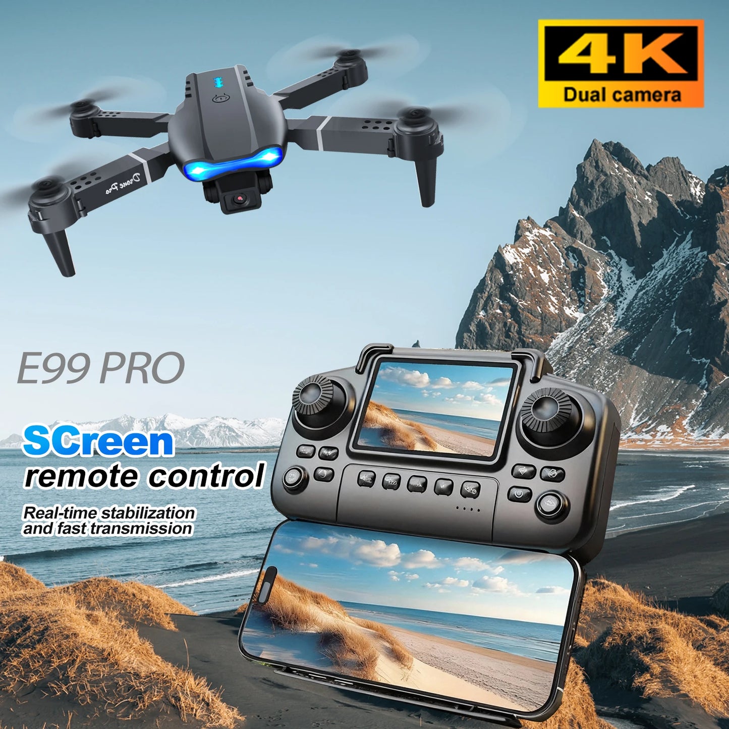 ZNLYRION Quad Drone 4K Dual Cameras Foldable FPV Beginner