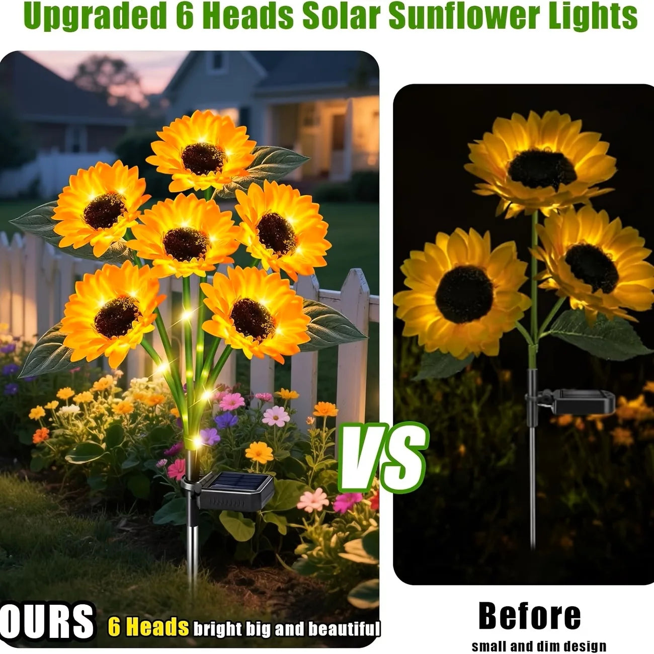Solar Sunflower Lights Outdoor Decor Waterproof Auto On Off
