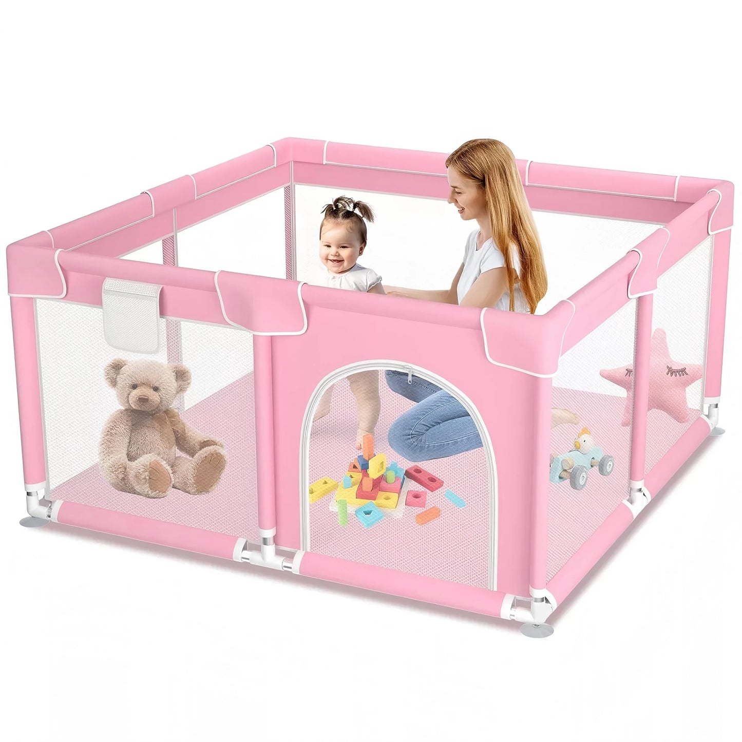 Baby Playpen Indoor Outdoor 360 Degree Visibility Safe Play Area