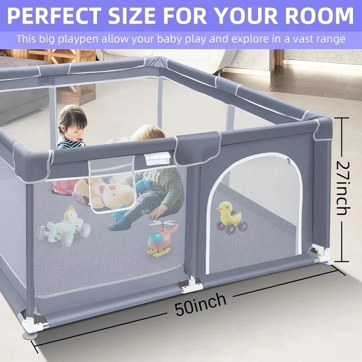 Baby Playpen Indoor Outdoor 360 Degree Visibility Safe Play Area