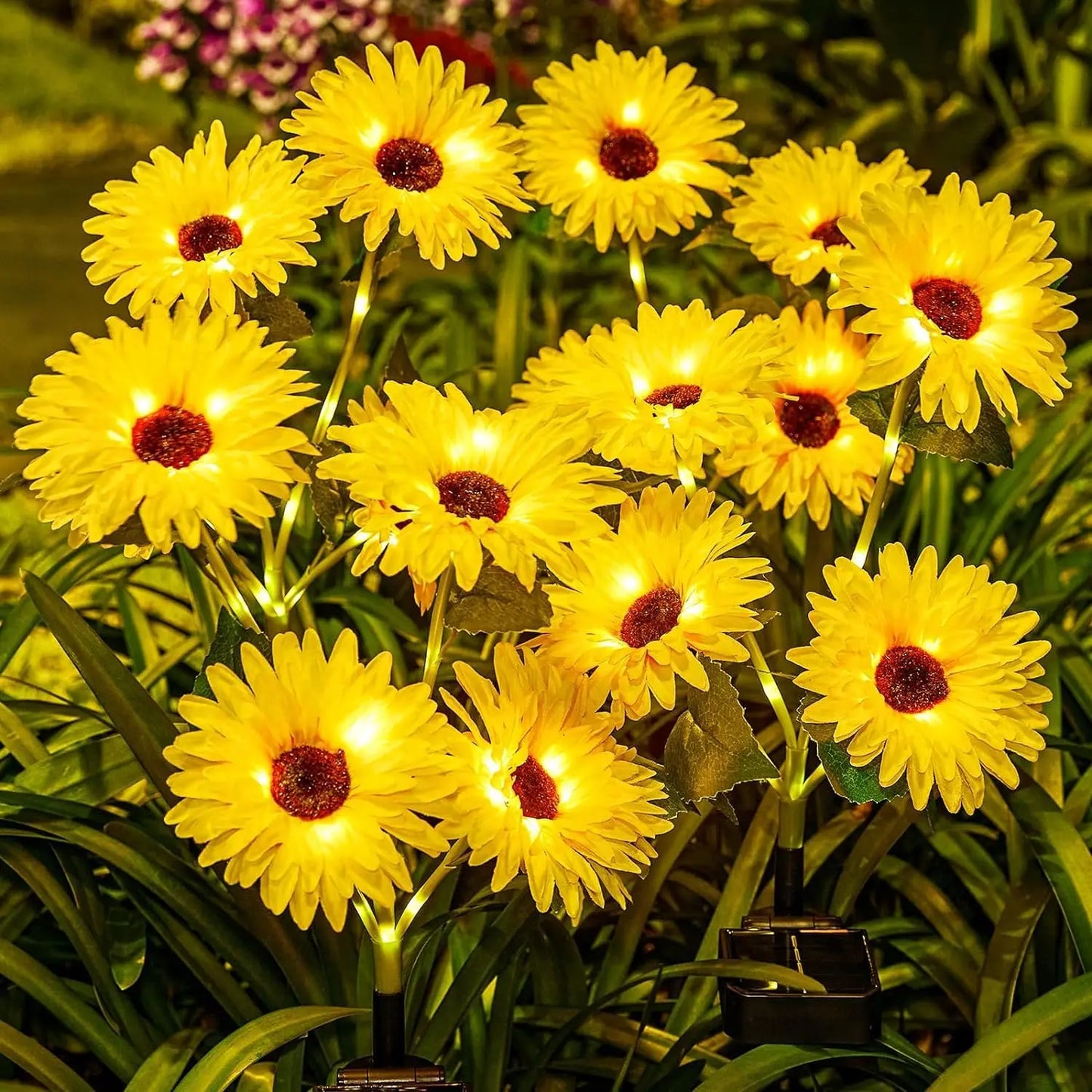 Solar Sunflower Lights Outdoor Decor Waterproof Auto On Off