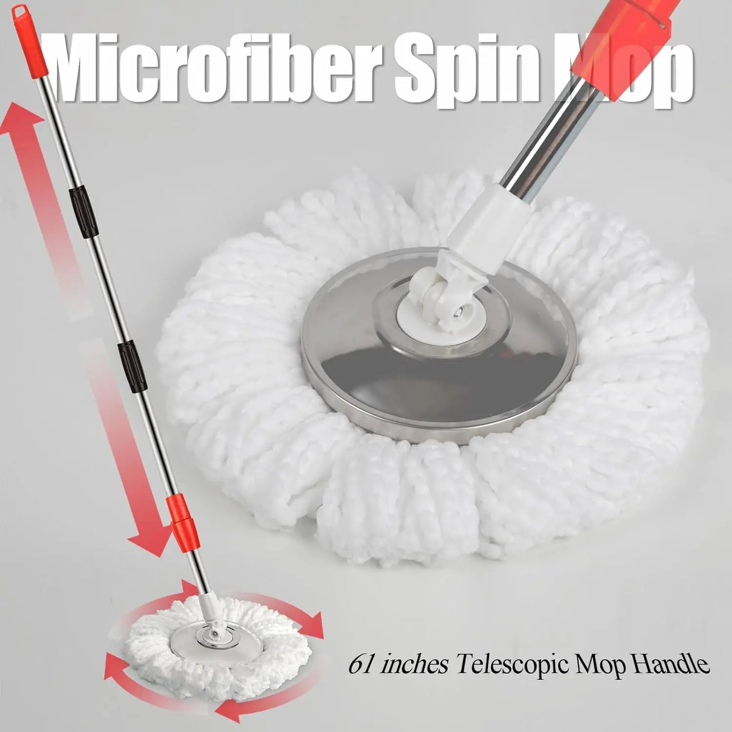Stainless Steel Extendable Mop Handle With 2 Mop Heads