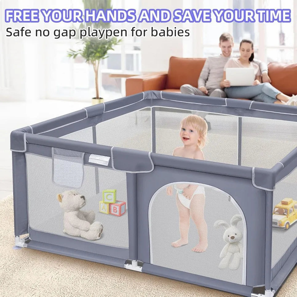 Baby Playpen Indoor Outdoor 360 Degree Visibility Safe Play Area