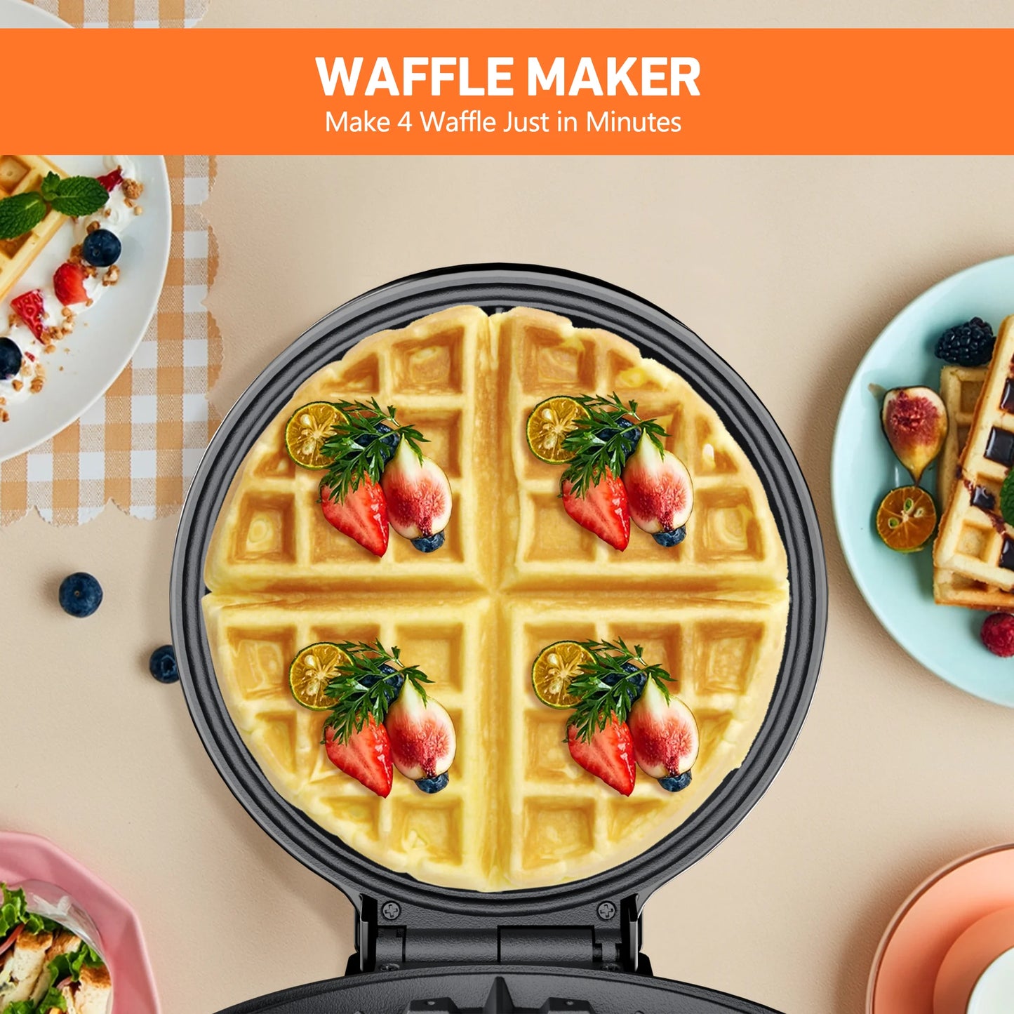 CACHOO Electric Nonstick Waffle Maker Belgian Breakfast Time Saver