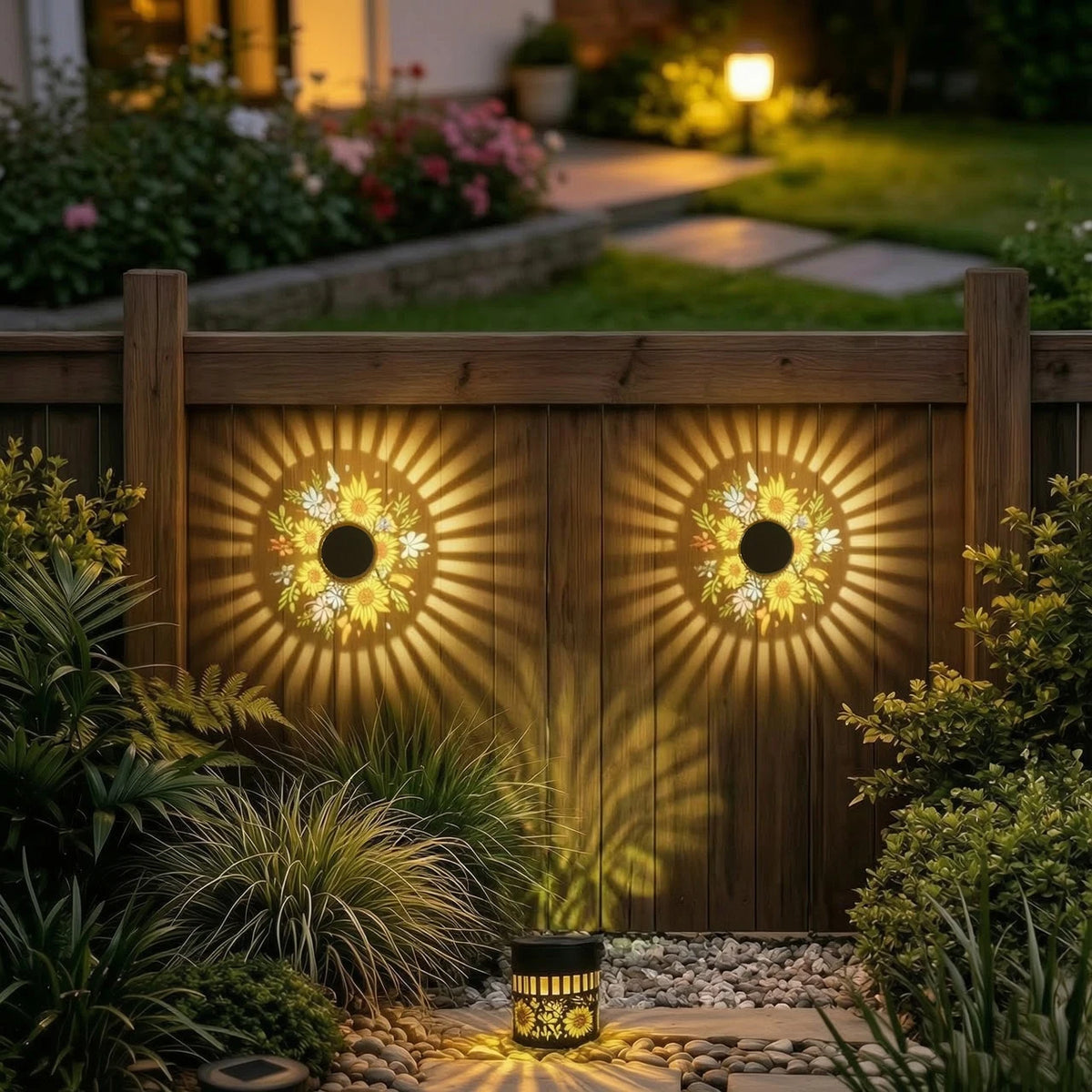 Solar Sunflower Fence Lights for Garden Decor