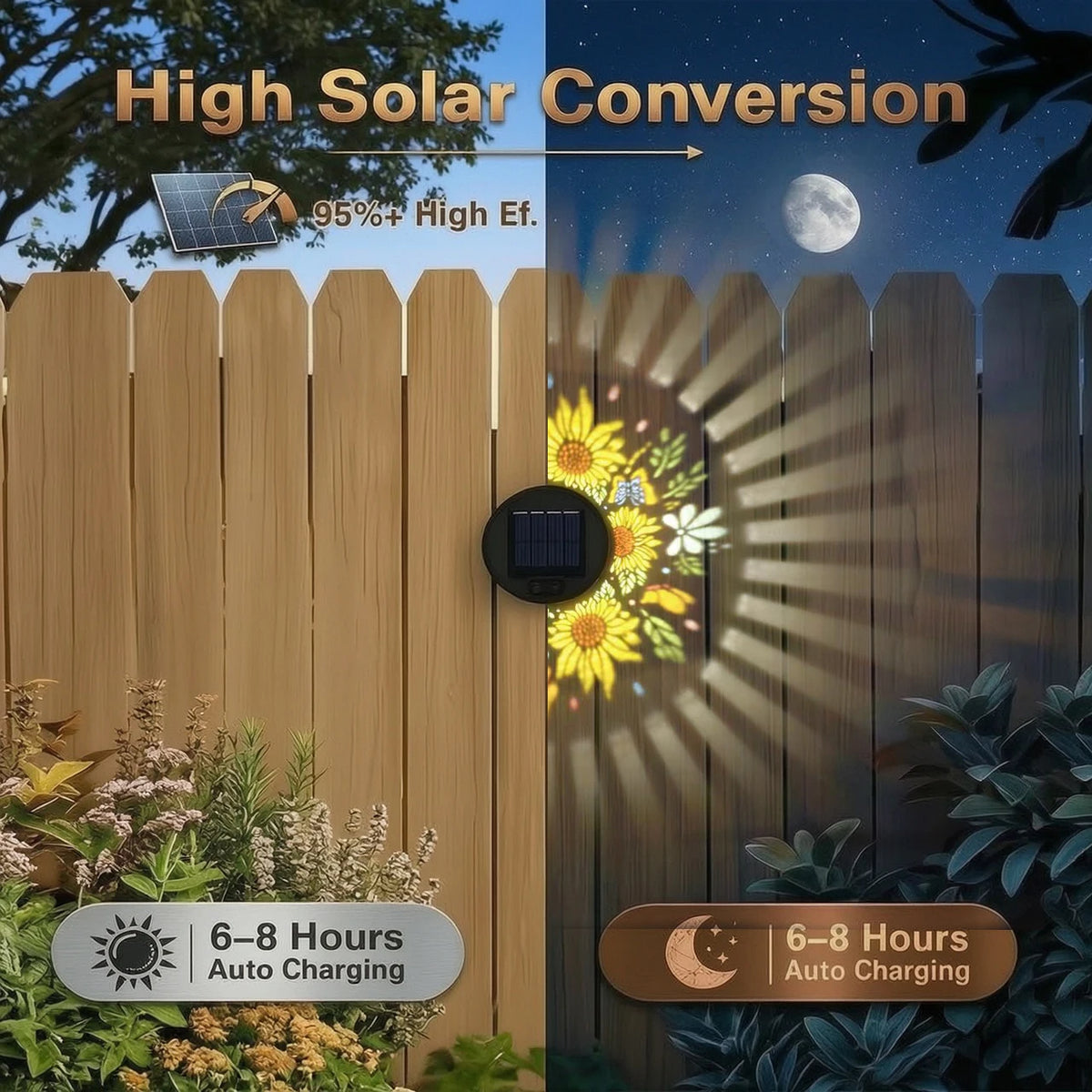 Solar Sunflower Fence Lights for Garden Decor