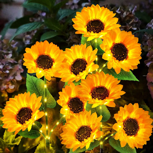 Solar Sunflower Lights Outdoor Decor Waterproof Auto On Off