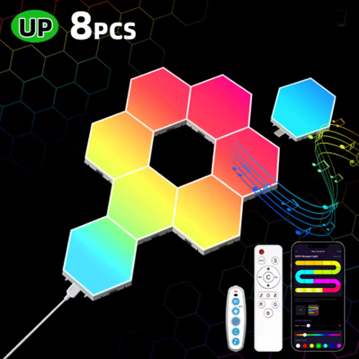 Smart RGB Hexagonal Wall Panels With App Remote Music Control
