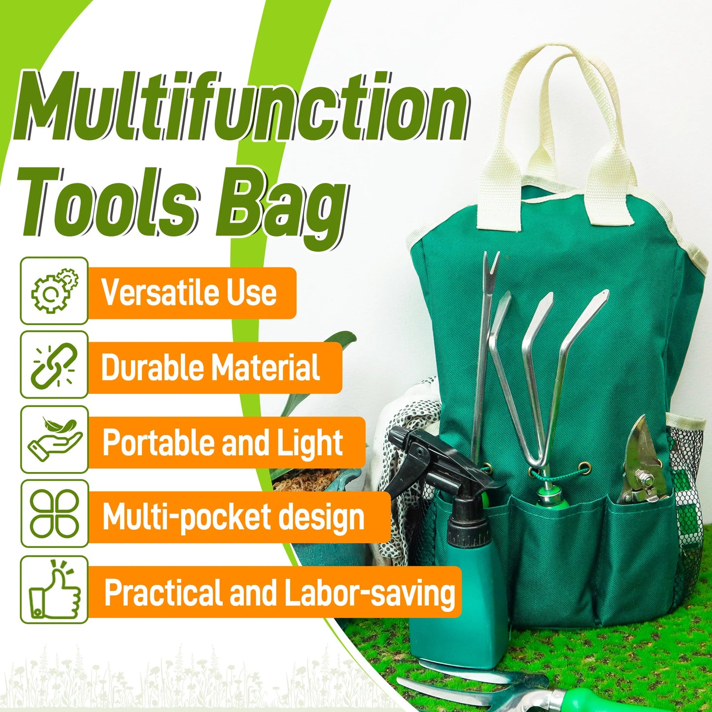 11 Piece Garden Tool Set With Organizer Handbag For Pruning