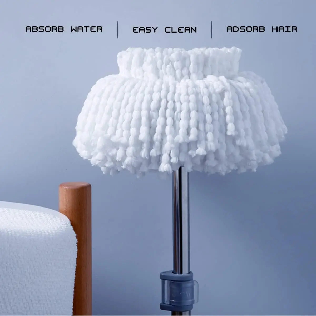 Stainless Steel Extendable Mop Handle With 2 Mop Heads