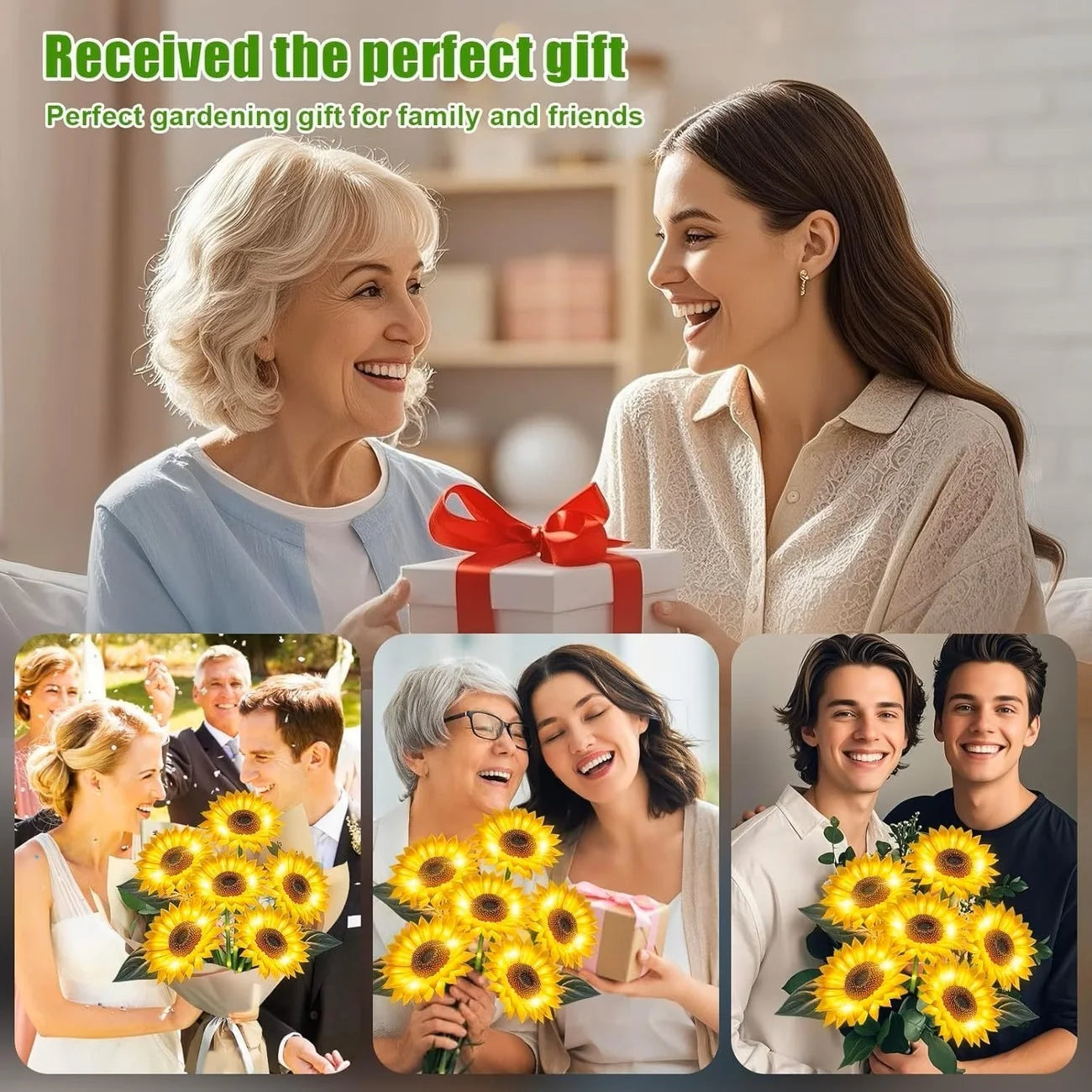 Solar Sunflower Lights Outdoor Decor Waterproof Auto On Off