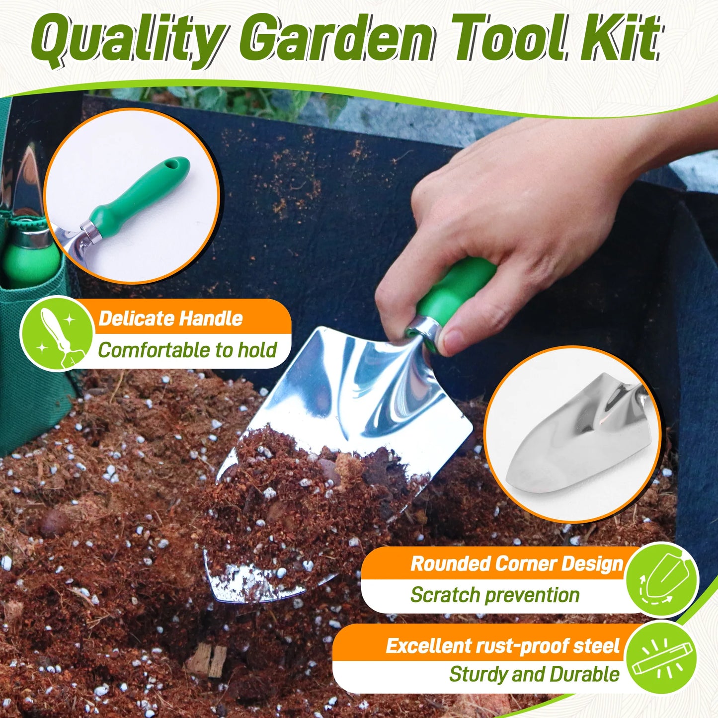 11 Piece Garden Tool Set With Organizer Handbag For Pruning
