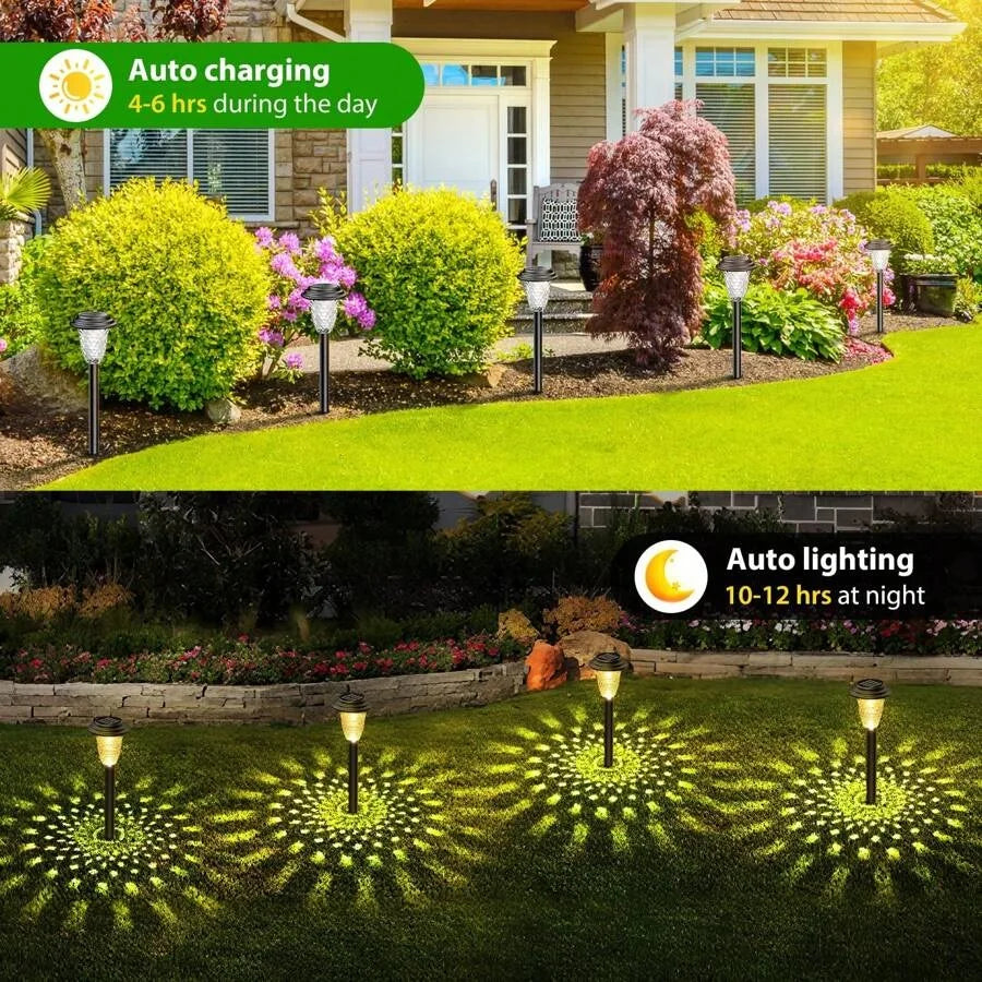 Solar RGB Color Changing Pathway Lights Warm White Outdoor Waterproof