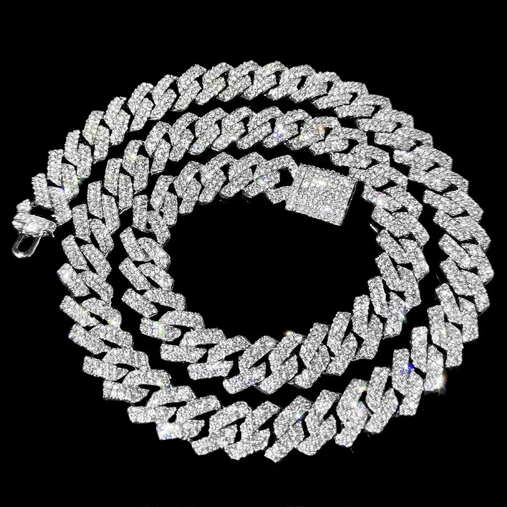 Unisex Cuban Chain Necklace Ice Frozen Diamond Shaped Hip Hop