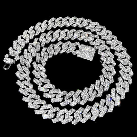 Unisex Cuban Chain Necklace Ice Frozen Diamond Shaped Hip Hop